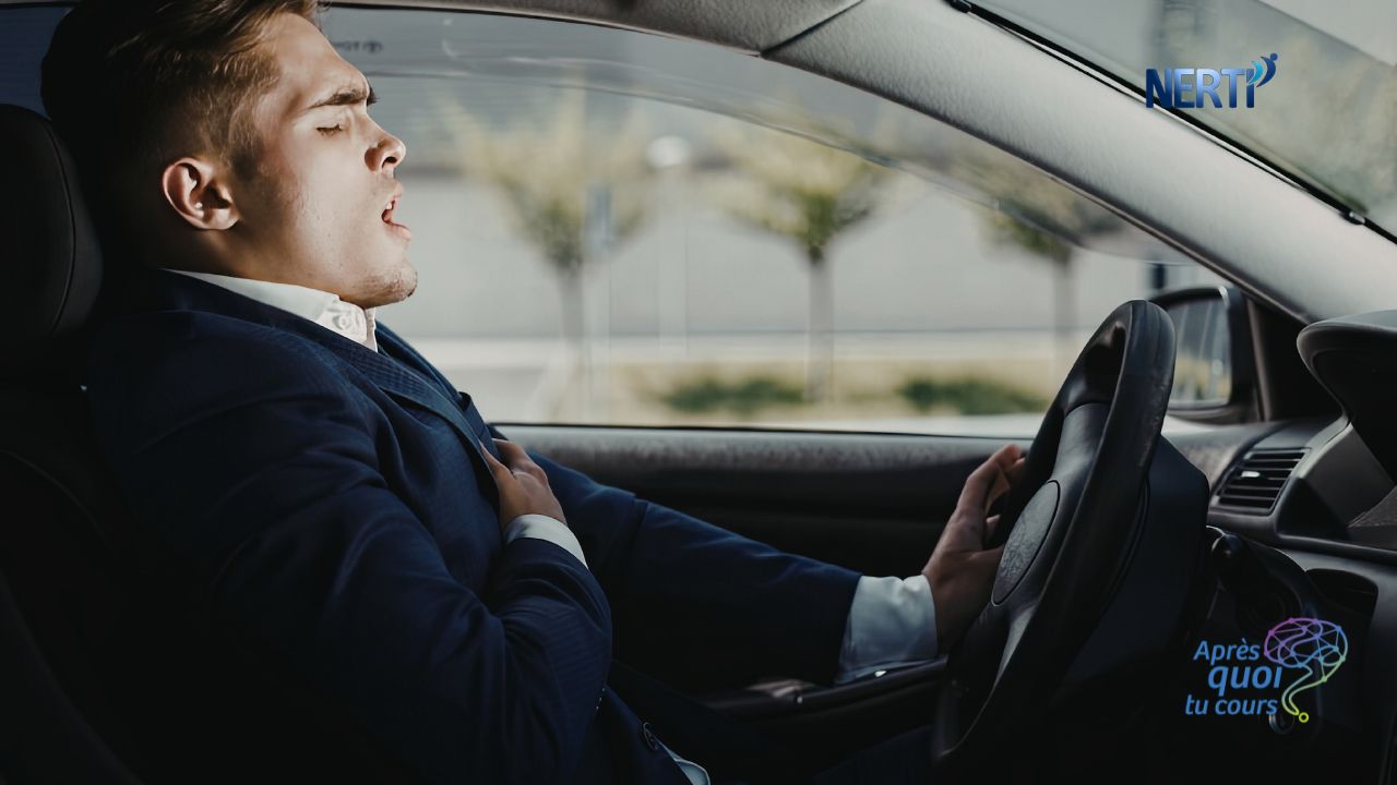 Homme faisant un malaise en conduisant